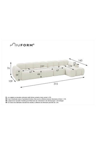 Canapé d’angle droit modulaire Cloud - Beige - 6 places - En tissu structuré anti-tâche - Pet Friendly