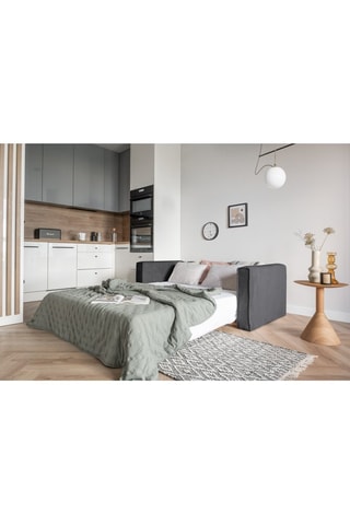 Canapé convertible Lucky Lucy - Anthracite - 3 places - En tissu structuré uni