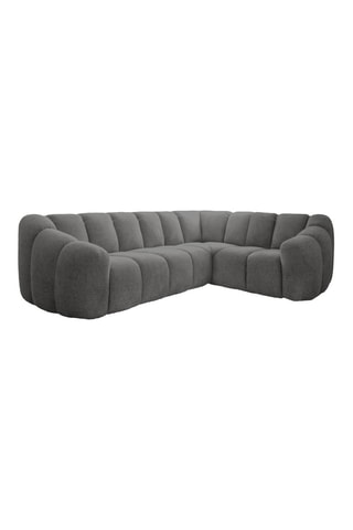 Canapé d’angle droit modulaire Shell - Gris - 6 places - En tissu structuré anti-tâche - Pet Friendly