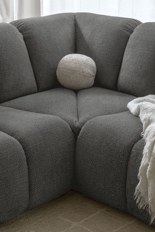 Canapé d’angle droit modulaire Shell - Gris - 6 places - En tissu structuré anti-tâche - Pet Friendly