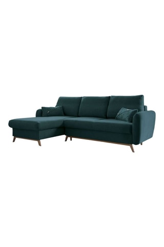 Canapé d’angle gauche convertible Scandic Lagom - Turquoise - 4 places - En tissu structuré uni