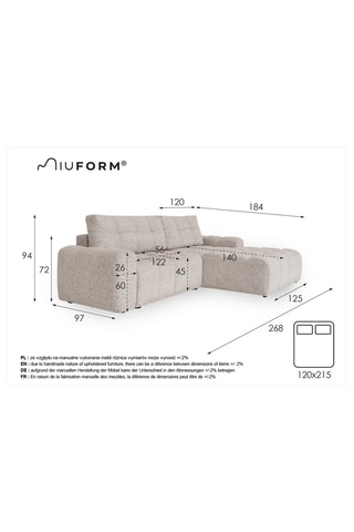 Canapé d’angle convertible Lulu - Gris chiné - 4 places - En tissu structuré chiné