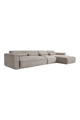 Canapé d’angle droit modulaire Flex Felix - Beige foncé - 6 places - En tissu chenille anti-tâche