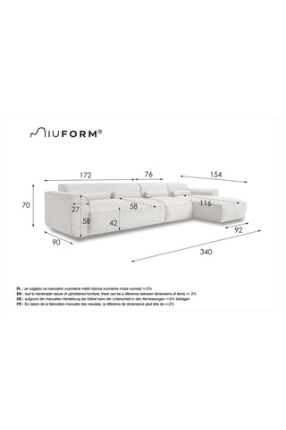 Canapé d’angle droit modulaire Flex Felix - Beige foncé - 6 places - En tissu chenille anti-tâche