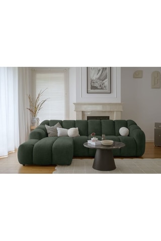 Canapé d'angle gauche modulaire Shell - Vert foncé - 4 places - En tissu structuré anti-tâche - Pet Friendly