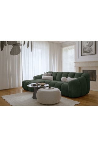 Canapé d'angle gauche modulaire Shell - Vert foncé - 4 places - En tissu structuré anti-tâche - Pet Friendly