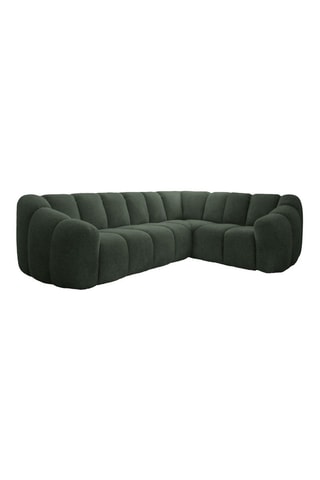 Canapé d’angle droit modulaire Shell - Vert foncé - 6 places - En tissu structuré anti-tâche - Pet Friendly