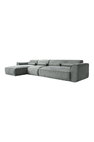Canapé d'angle gauche Flex Felix - Gris - 6 places - En tissu chenille anti-tâche