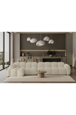 Canapé d’angle gauche modulaire Cloud - Beige - 6 places - En tissu structuré anti-tâche - Pet Friendly