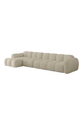 Canapé d’angle gauche modulaire Cloud - Beige - 6 places - En tissu structuré anti-tâche - Pet Friendly