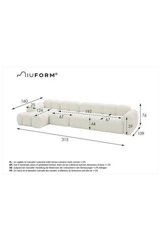 Canapé d’angle gauche modulaire Cloud - Beige - 6 places - En tissu structuré anti-tâche - Pet Friendly