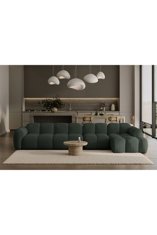 Canapé d’angle droit modulaire Cloud - Vert foncé - 6 places - En tissu structuré anti-tâche - Pet Friendly