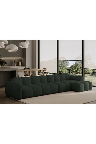 Canapé d’angle droit modulaire Cloud - Vert foncé - 6 places - En tissu structuré anti-tâche - Pet Friendly
