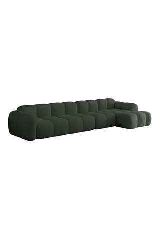 Canapé d’angle droit modulaire Cloud - Vert foncé - 6 places - En tissu structuré anti-tâche - Pet Friendly