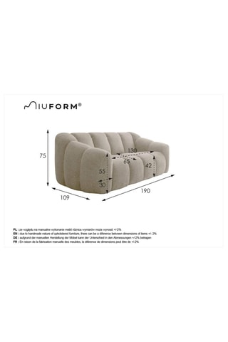 Canapé modulaire Shell - Gris - 2 places - En tissu structuré anti-tâche - Pet Friendly