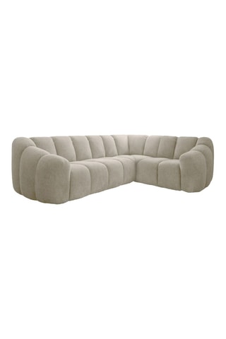 Canapé d’angle droit modulaire Shell - Beige - 6 places - En tissu structuré anti-tâche - Pet Friendly
