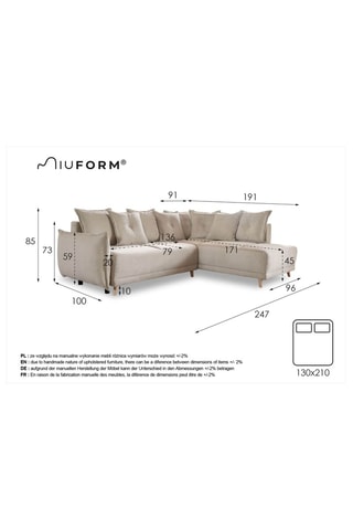 Canapé d’angle droit convertible Lazy - Gris foncé - 6 places - En tissu chenille anti-tâche