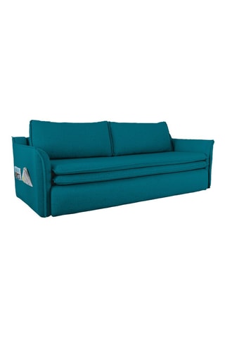Canapé convertible Charming Charlie - Turquoise - 3 places - En tissu structuré uni