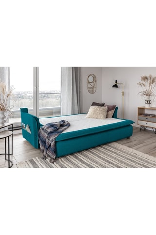 Canapé convertible Charming Charlie - Turquoise - 3 places - En tissu structuré uni