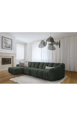 Canapé d'angle gauche modulaire Shell - Vert foncé - 6 places - En tissu structuré anti-tâche - Pet Friendly