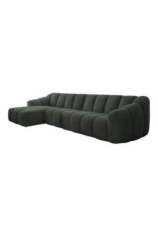 Canapé d'angle gauche modulaire Shell - Vert foncé - 6 places - En tissu structuré anti-tâche - Pet Friendly