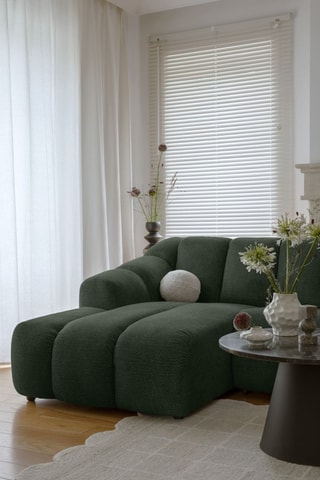Canapé d'angle gauche modulaire Shell - Vert foncé - 6 places - En tissu structuré anti-tâche - Pet Friendly