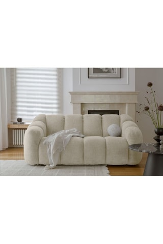 Canapé modulaire Shell - Beige - 2 places - En tissu structuré anti-tâche - Pet Friendly