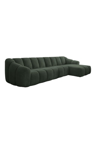 Canapé d’angle droit modulaire Shell - Vert foncé - 6 places - En tissu structuré anti-tâche - Pet Friendly