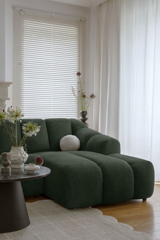 Canapé d’angle droit modulaire Shell - Vert foncé - 6 places - En tissu structuré anti-tâche - Pet Friendly
