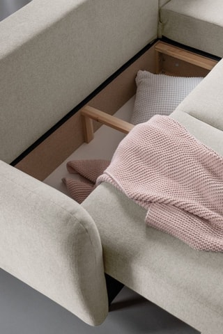 Canapé d’angle droit convertible Scandic Lagom - Beige - 4 places - En tissu structuré uni