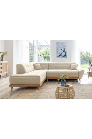 Canapé d’angle convertible Dazzing Daisy - Beige - 6 places - En tissu structuré uni