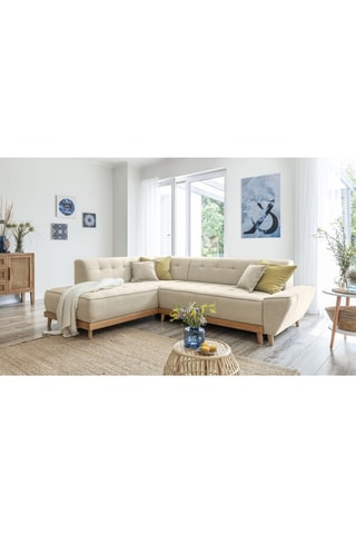 Canapé d’angle convertible Dazzing Daisy - Beige - 6 places - En tissu structuré uni
