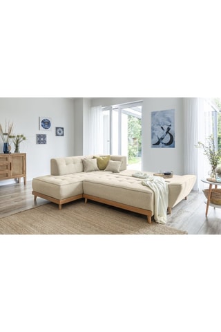 Canapé d’angle convertible Dazzing Daisy - Beige - 6 places - En tissu structuré uni
