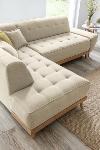 Canapé d’angle convertible Dazzing Daisy - Beige - 6 places - En tissu structuré uni