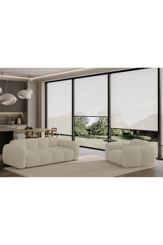 Canapé modulaire Cloud - Beige - 3 places - En tissu structuré anti-tâche - Pet Friendly