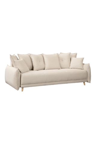 Canapé convertible Lazy Lukka - Beige - 3 places - En toucher velours côtelé