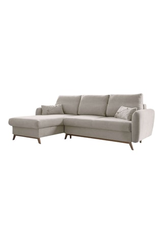 Canapé d’angle gauche convertible Scandic Lagom - Beige - 4 places - En tissu structuré uni