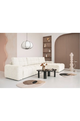 Canapé d’angle modulable convertible Lulu - Beige - 5 places - En tissu structuré chiné