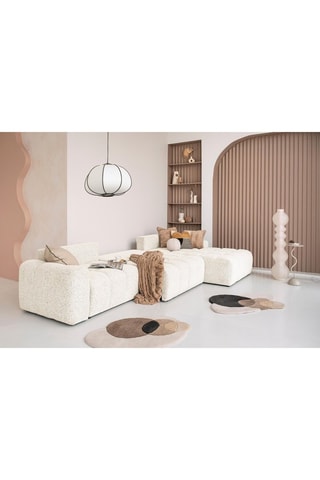 Canapé d’angle modulable convertible Lulu - Beige - 5 places - En tissu structuré chiné