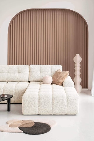 Canapé d’angle modulable convertible Lulu - Beige - 5 places - En tissu structuré chiné