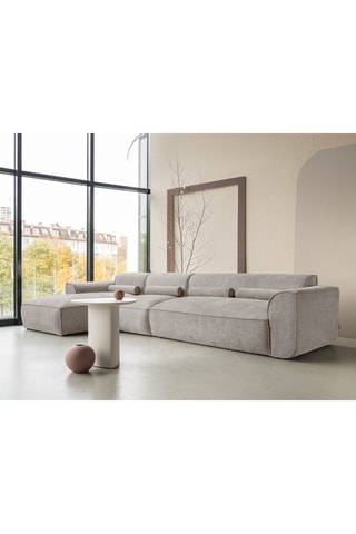 Canapé d’angle gauche modulaire Flex Felix - Beige foncé - 6 places - En tissu chenille anti-tâche