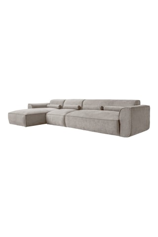 Canapé d’angle gauche modulaire Flex Felix - Beige foncé - 6 places - En tissu chenille anti-tâche