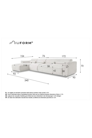 Canapé d’angle gauche modulaire Flex Felix - Beige foncé - 6 places - En tissu chenille anti-tâche
