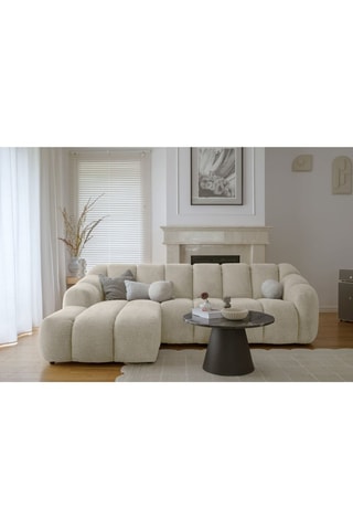 Canapé d'angle gauche modulaire Shell - Beige - 4 places - En tissu structuré anti-tâche - Pet Friendly