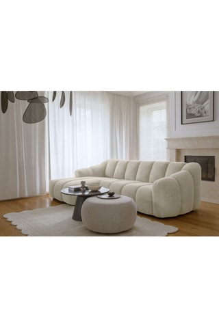 Canapé d'angle gauche modulaire Shell - Beige - 4 places - En tissu structuré anti-tâche - Pet Friendly