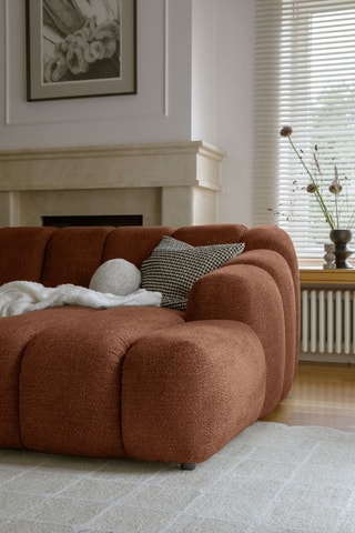 Canapé d’angle droit modulaire Shell - Rouge brique - 6 places - En tissu structuré anti-tâche - Pet Friendly
