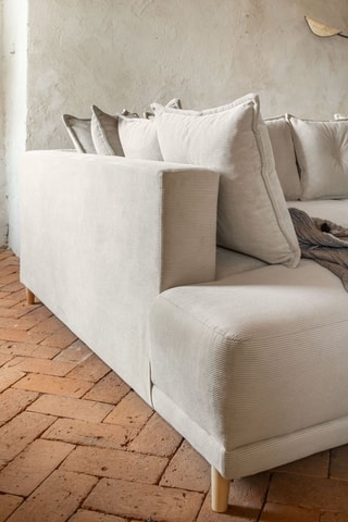 Canapé d’angle gauche convertible Lazy - Beige - 6 places - En velours côtelé