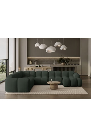 Canapé d’angle gauche panoramique modulaire Cloud - Vert foncé - 8 places - En tissu structuré anti-tâche - Pet Friendly