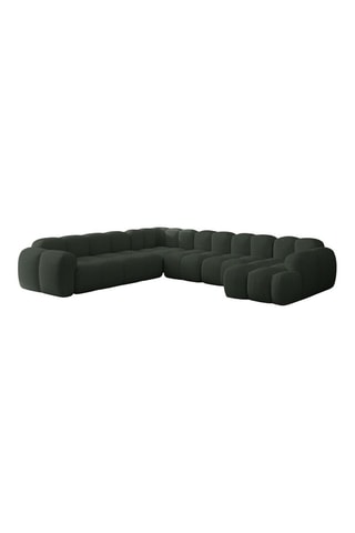 Canapé d’angle gauche panoramique modulaire Cloud - Vert foncé - 8 places - En tissu structuré anti-tâche - Pet Friendly