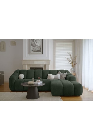 Canapé d'angle droit modulaire Shell - Vert foncé - 4 places - En tissu structuré anti-tâche - Pet Friendly